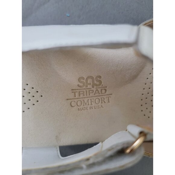 SAS White Sunburst Heel Strap Sandal Women's Sz 9.5 WW - USA Made Retail $149 - Picture 10 of 11